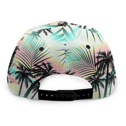 Pastel Palm Tree Pattern Print Snapback Cap