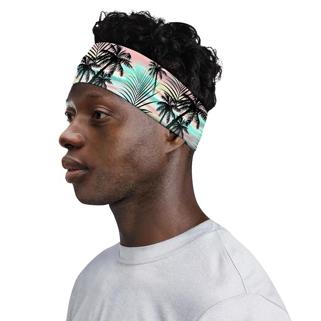 Pastel Palm Tree Pattern Print Sports Headband