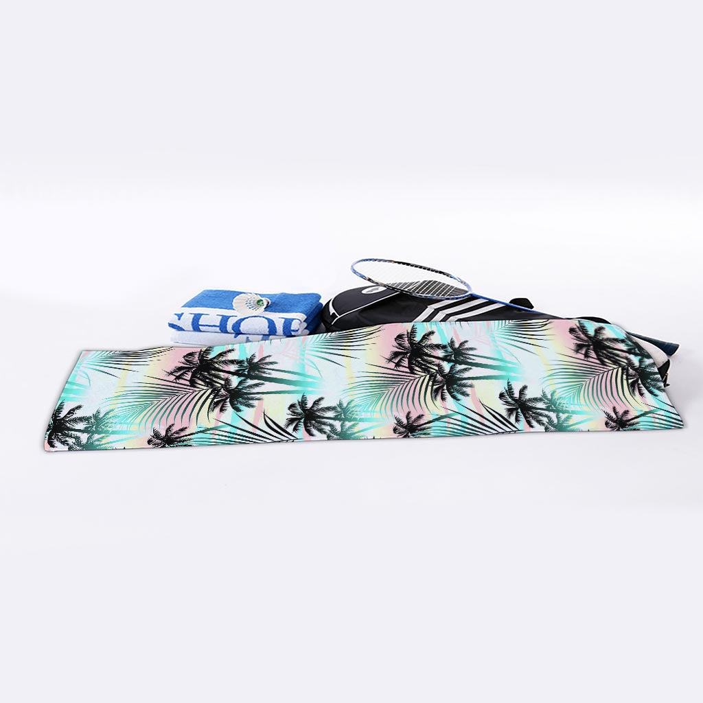Pastel Palm Tree Pattern Print Sports Towel