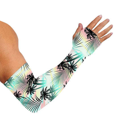 Pastel Palm Tree Pattern Print Sun Protection Arm Sleeves