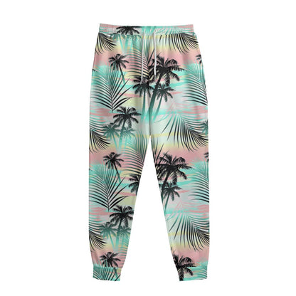 Pastel Palm Tree Pattern Print Sweatpants