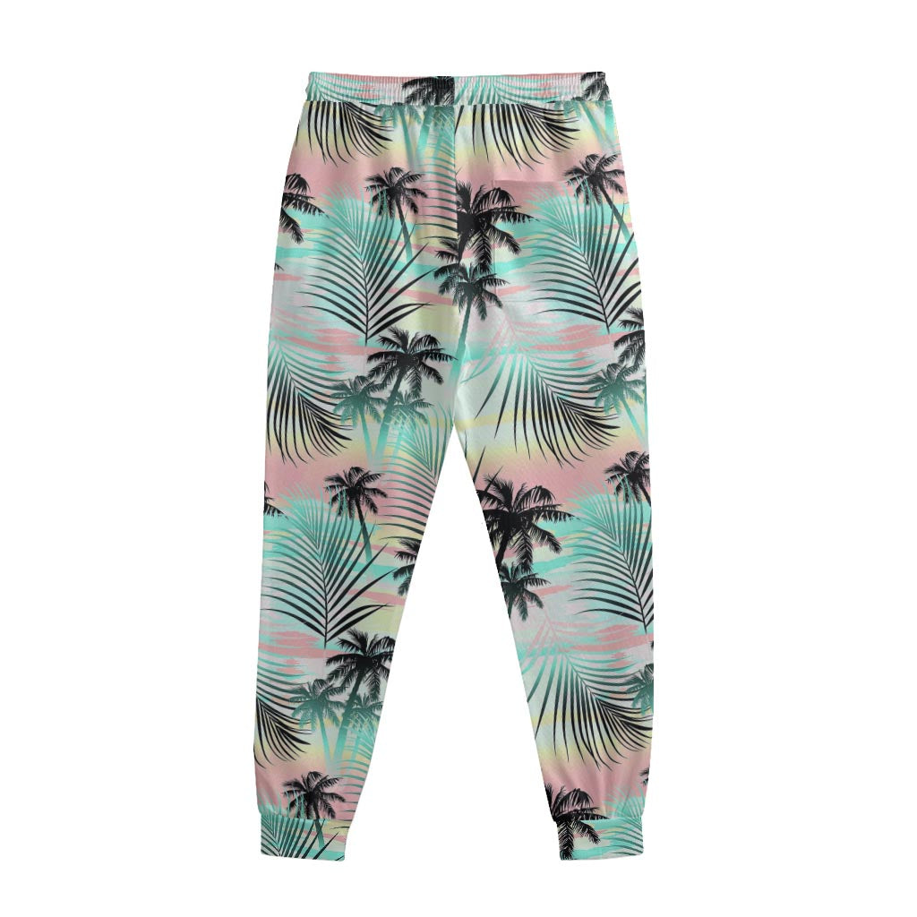 Pastel Palm Tree Pattern Print Sweatpants