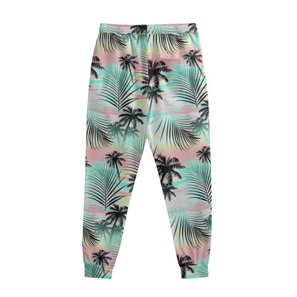 Pastel Palm Tree Pattern Print Sweatpants