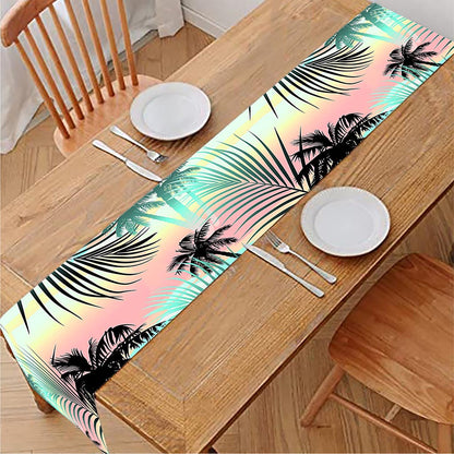 Pastel Palm Tree Pattern Print Table Runner