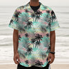 Pastel Palm Tree Pattern Print Textured Short Sleeve Shirt
