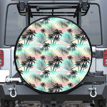 Pastel Palm Tree Pattern Print Tire Cover