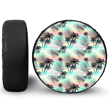 Pastel Palm Tree Pattern Print Tire Cover