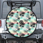 Pastel Palm Tree Pattern Print Tire Cover With Camera Hole
