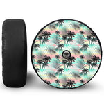 Pastel Palm Tree Pattern Print Tire Cover With Camera Hole