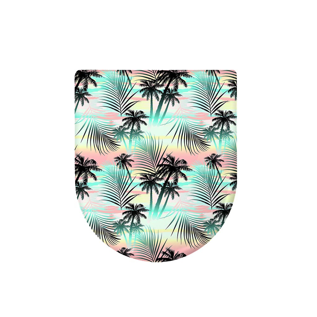 Pastel Palm Tree Pattern Print Toilet Lid Cover