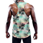 Pastel Palm Tree Pattern Print Training Tank Top