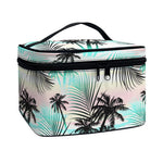 Pastel Palm Tree Pattern Print Travel Makeup Bag
