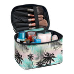 Pastel Palm Tree Pattern Print Travel Makeup Bag