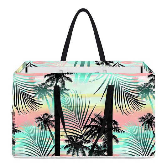 Pastel Palm Tree Pattern Print Utility Tote Bag
