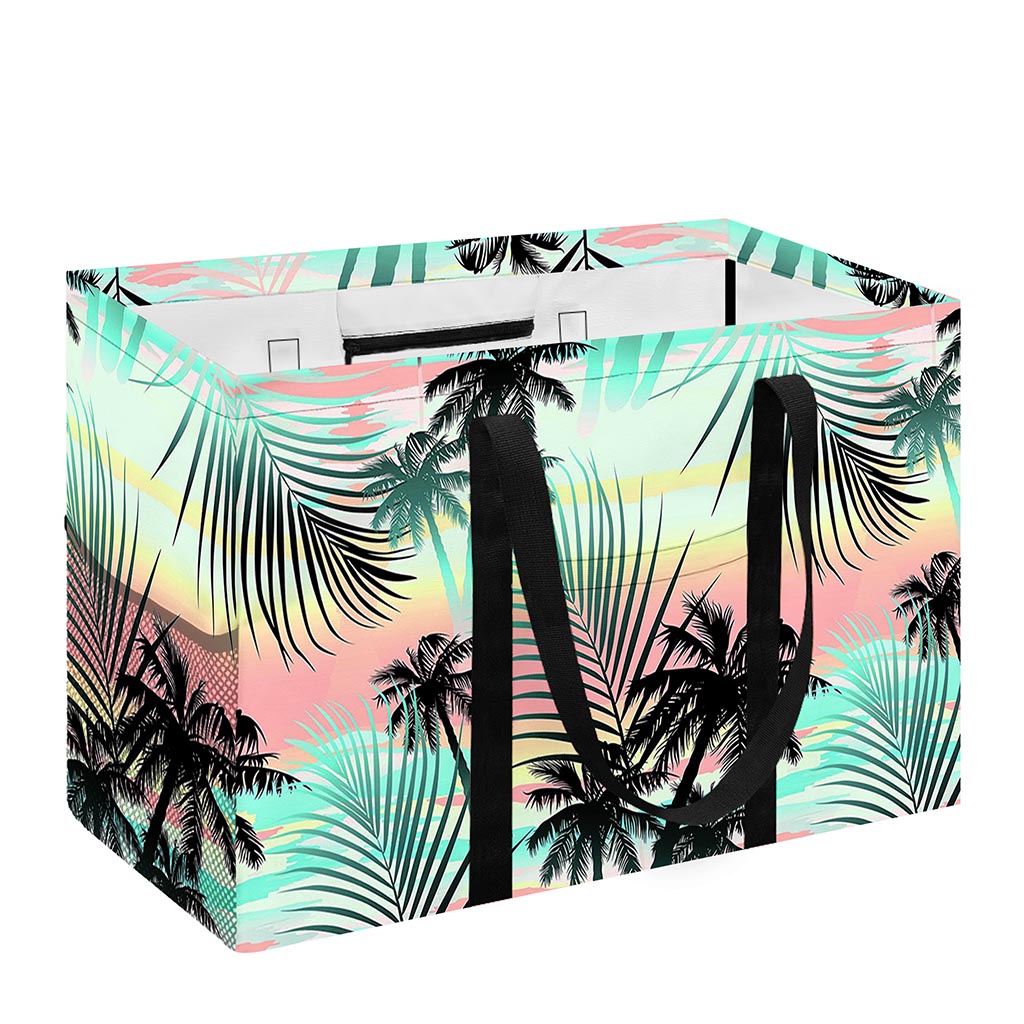 Pastel Palm Tree Pattern Print Utility Tote Bag