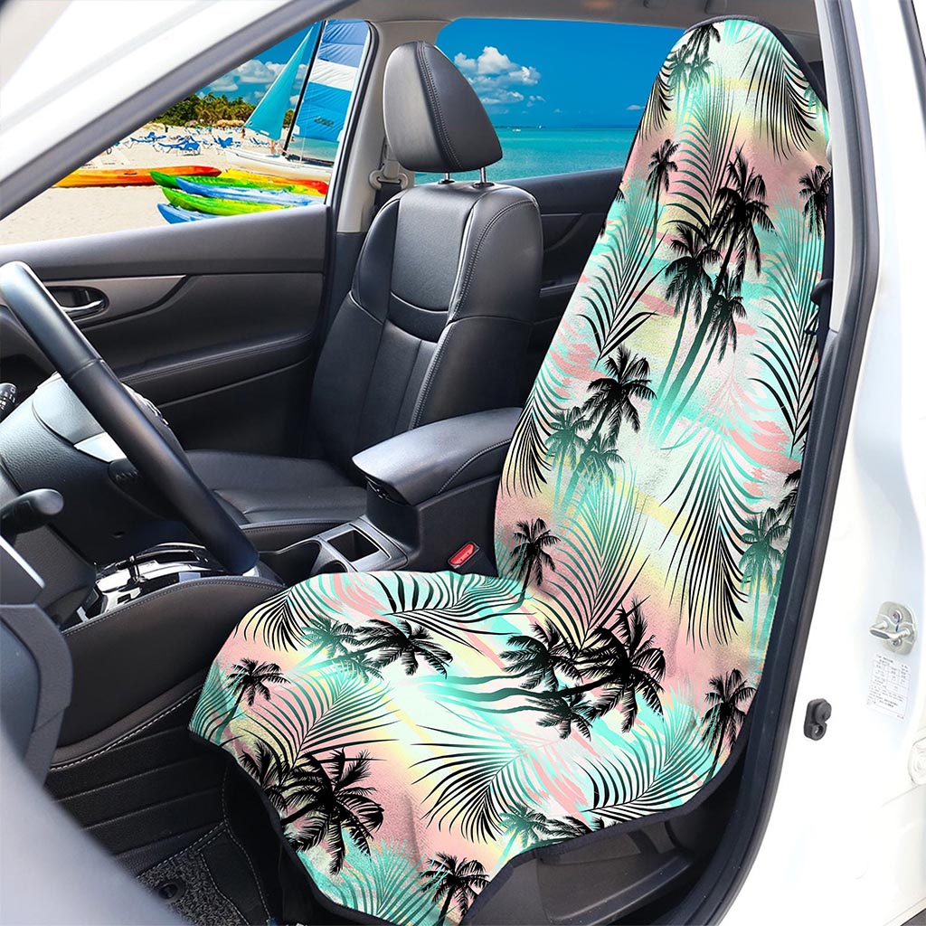 Pastel Palm Tree Pattern Print Waterproof Car Seat Cover