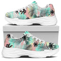 Pastel Palm Tree Pattern Print White Chunky Shoes