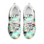 Pastel Palm Tree Pattern Print White Running Shoes