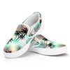 Pastel Palm Tree Pattern Print White Slip On Sneakers