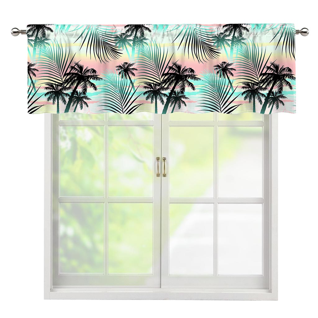Pastel Palm Tree Pattern Print Window Valance