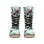 Pastel Palm Tree Pattern Print Winter Boots