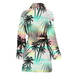 Pastel Palm Tree Pattern Print Women's Bathrobe