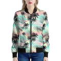 Pastel Palm Tree Pattern Print Women's Bomber Jacket