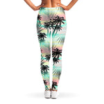 Pastel Palm Tree Pattern Print Women's Leggings