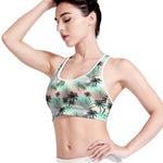 Pastel Palm Tree Pattern Print Women's Sports Bra