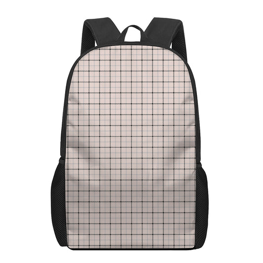 Pastel Pink And Black Tattersall Print 17 Inch Backpack