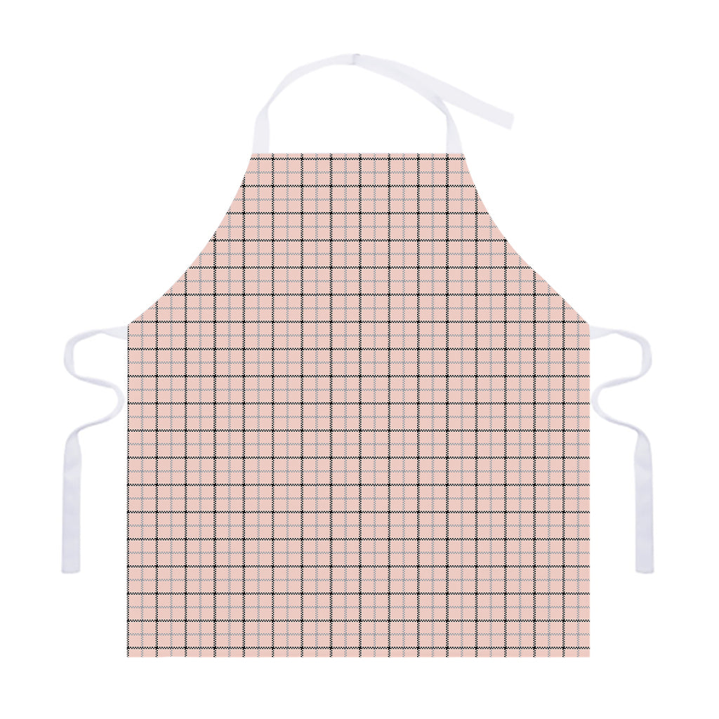 Pastel Pink And Black Tattersall Print Adjustable Apron