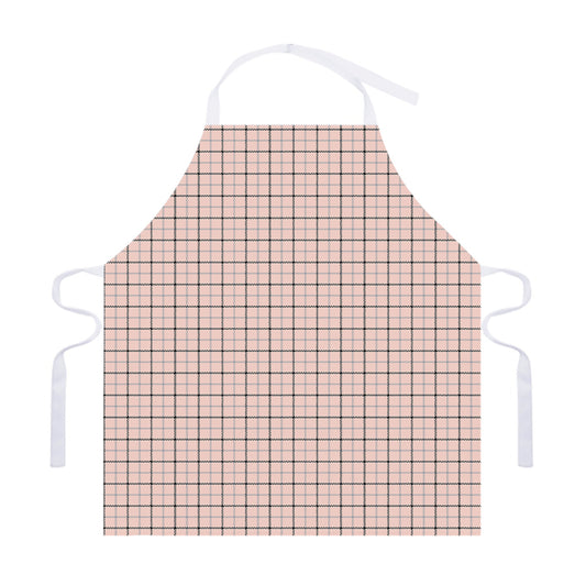 Pastel Pink And Black Tattersall Print Adjustable Apron