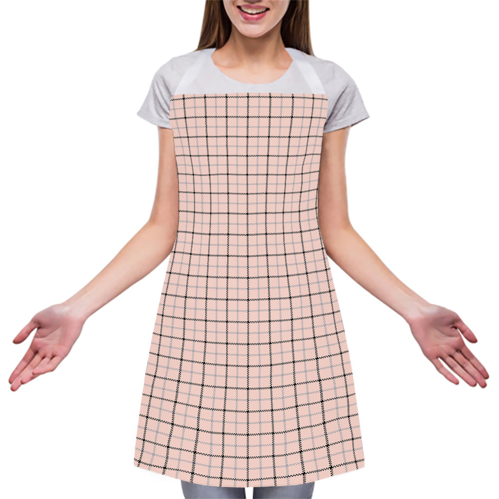 Pastel Pink And Black Tattersall Print Adjustable Apron