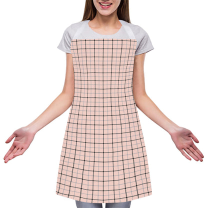 Pastel Pink And Black Tattersall Print Adjustable Apron