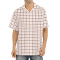 Pastel Pink And Black Tattersall Print Aloha Shirt
