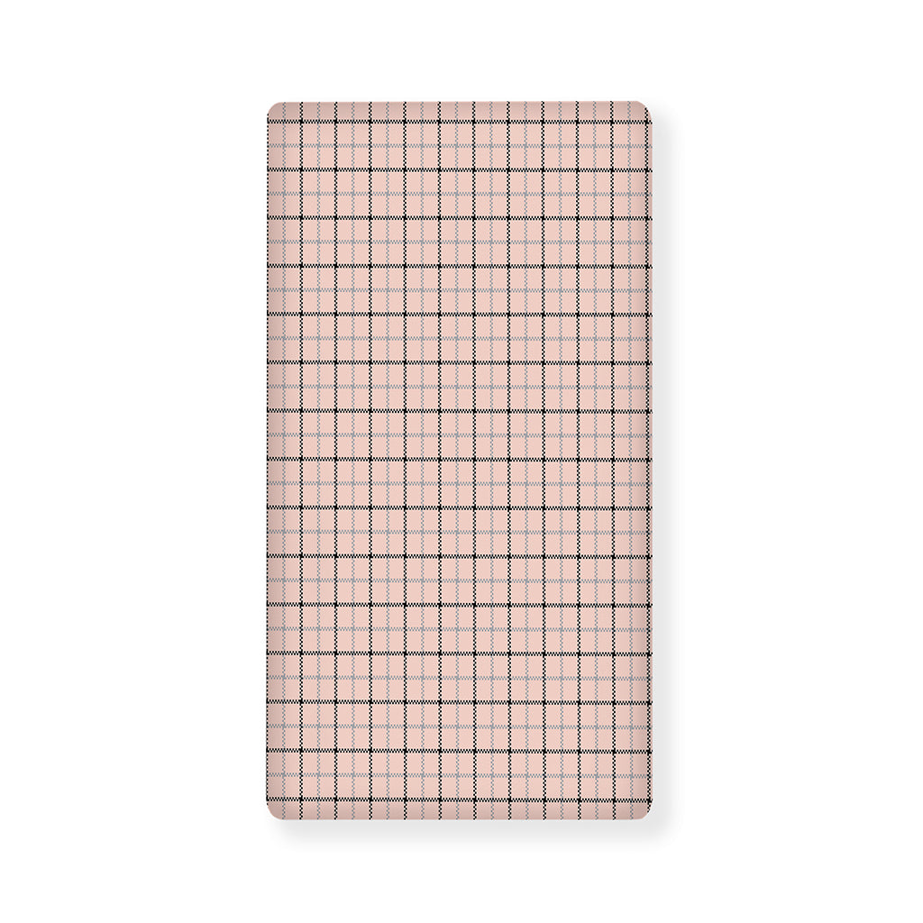 Pastel Pink And Black Tattersall Print Baby Crib Sheet
