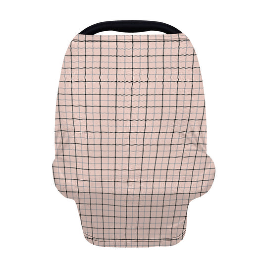 Pastel Pink And Black Tattersall Print Baby Seat Cover
