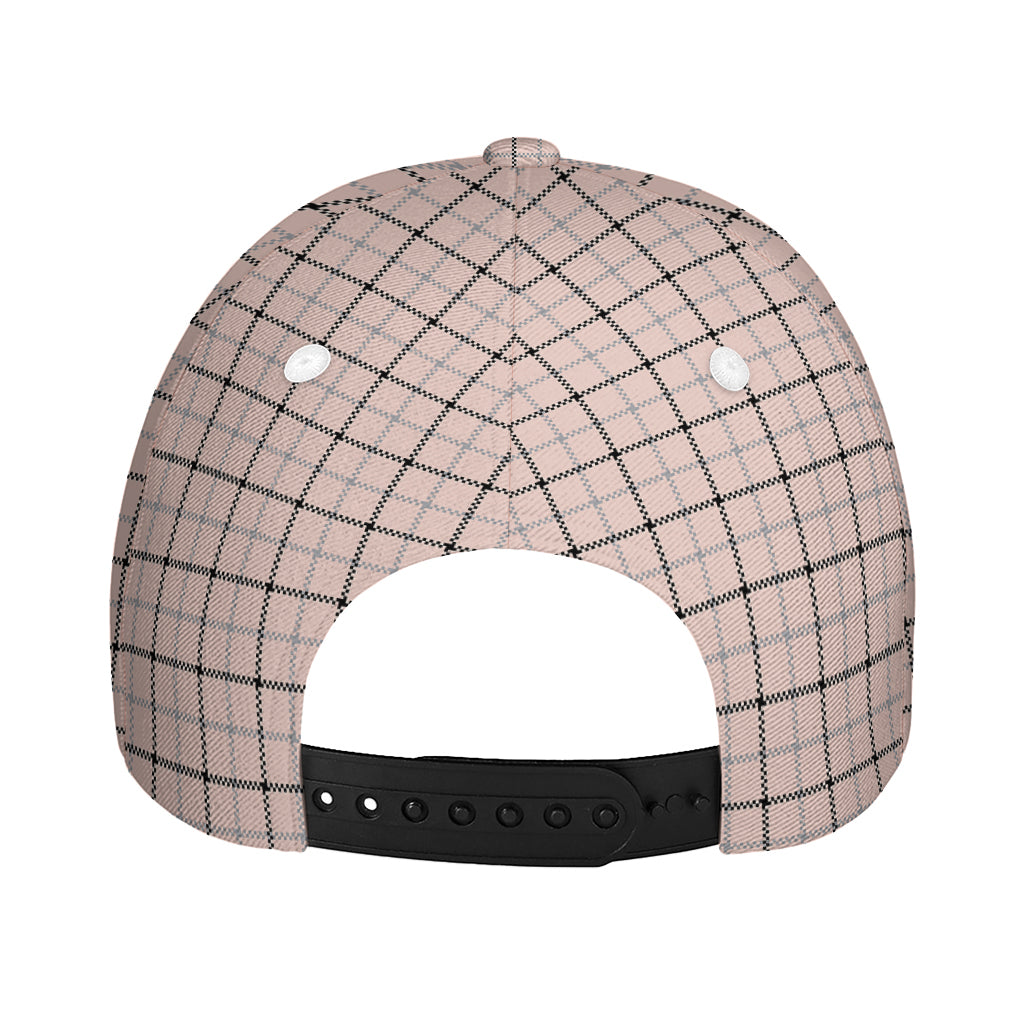 Pastel Pink And Black Tattersall Print Baseball Cap