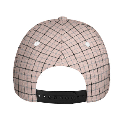 Pastel Pink And Black Tattersall Print Baseball Cap