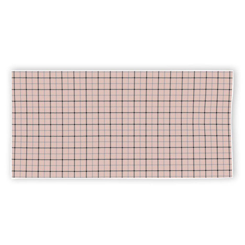 Pastel Pink And Black Tattersall Print Beach Towel