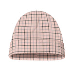 Pastel Pink And Black Tattersall Print Beanie