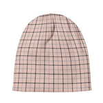 Pastel Pink And Black Tattersall Print Beanie