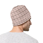 Pastel Pink And Black Tattersall Print Beanie