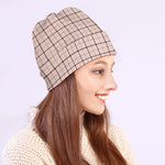 Pastel Pink And Black Tattersall Print Beanie