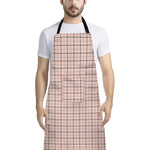 Pastel Pink And Black Tattersall Print Bib Apron With Pocket