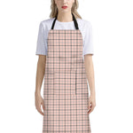 Pastel Pink And Black Tattersall Print Bib Apron With Pocket