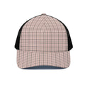Pastel Pink And Black Tattersall Print Black Mesh Trucker Hat