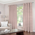 Pastel Pink And Black Tattersall Print Dimout Grommet Curtains