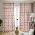 Pastel Pink And Black Tattersall Print Blackout Pencil Pleat Curtains