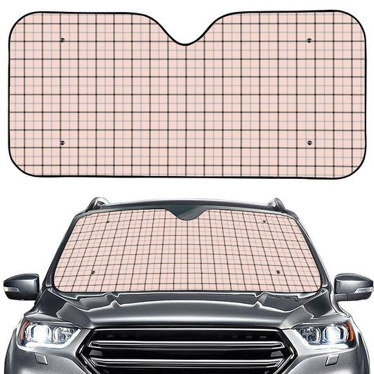 Pastel Pink And Black Tattersall Print Car Windshield Sun Shade